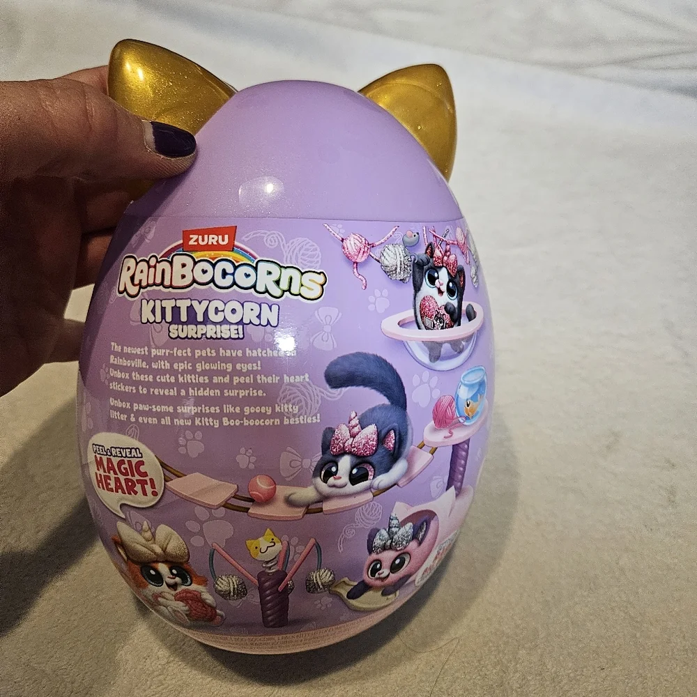 Rainbocorns Kittycorn Surprise! Purple Gold Egg Over 10 Surprises Peel & Reveal - Picture 4 of 14